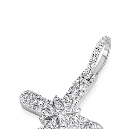 10K Solid Gold Diamond Cross Pendant 0.82ctw