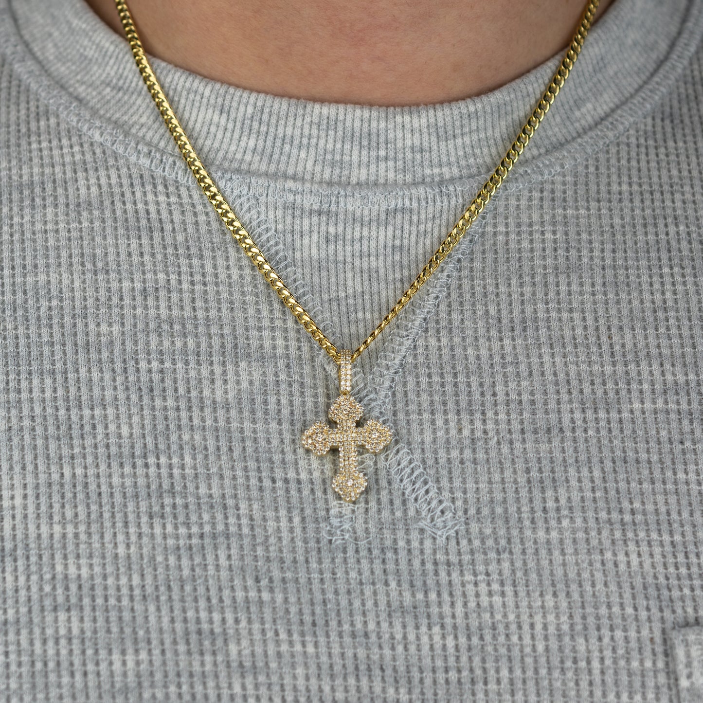 10K Solid Gold Diamond Cross Pendant 0.93ctw