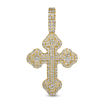 10K Yellow Gold Diamond Cross Pendant 1.54 ctw