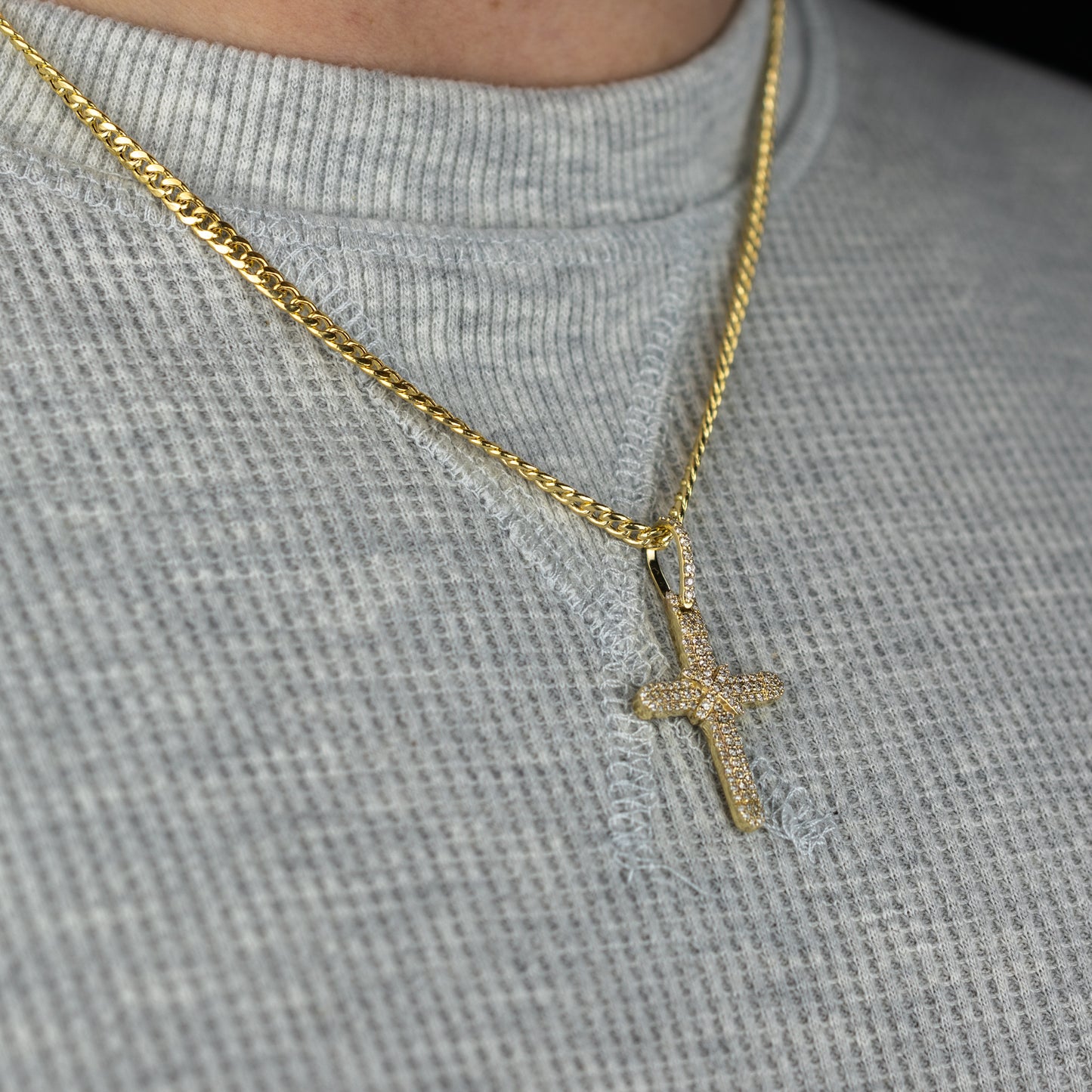 10K Solid Gold Diamond Cross Pendant 0.82ctw
