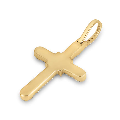 10K Solid Gold Diamond Cross Pendant 0.82ctw