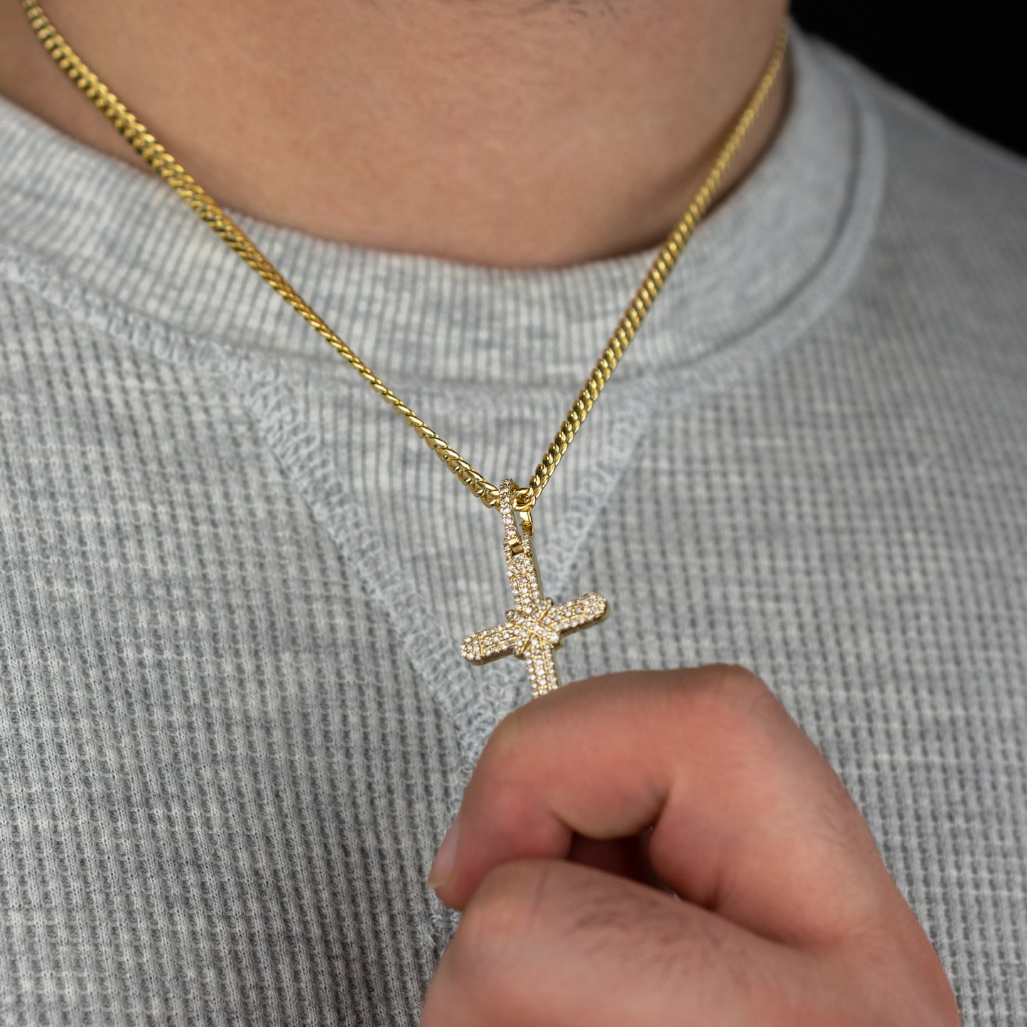 10K Solid Gold Diamond Cross Pendant 0.82ctw