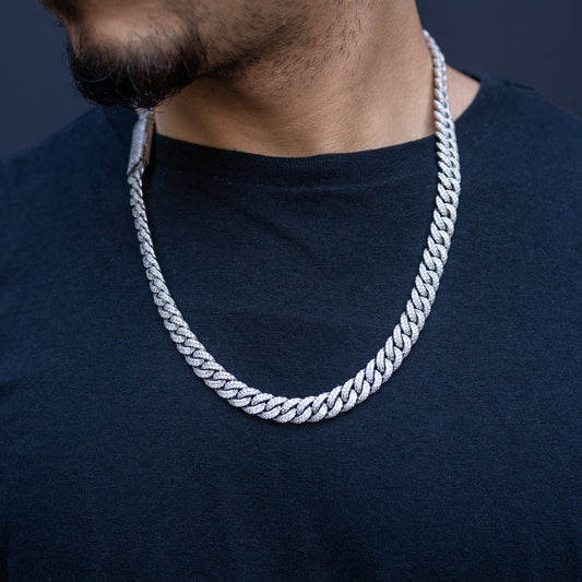 10k White Gold Diamond Cuban Chain 10mm 23 ctw