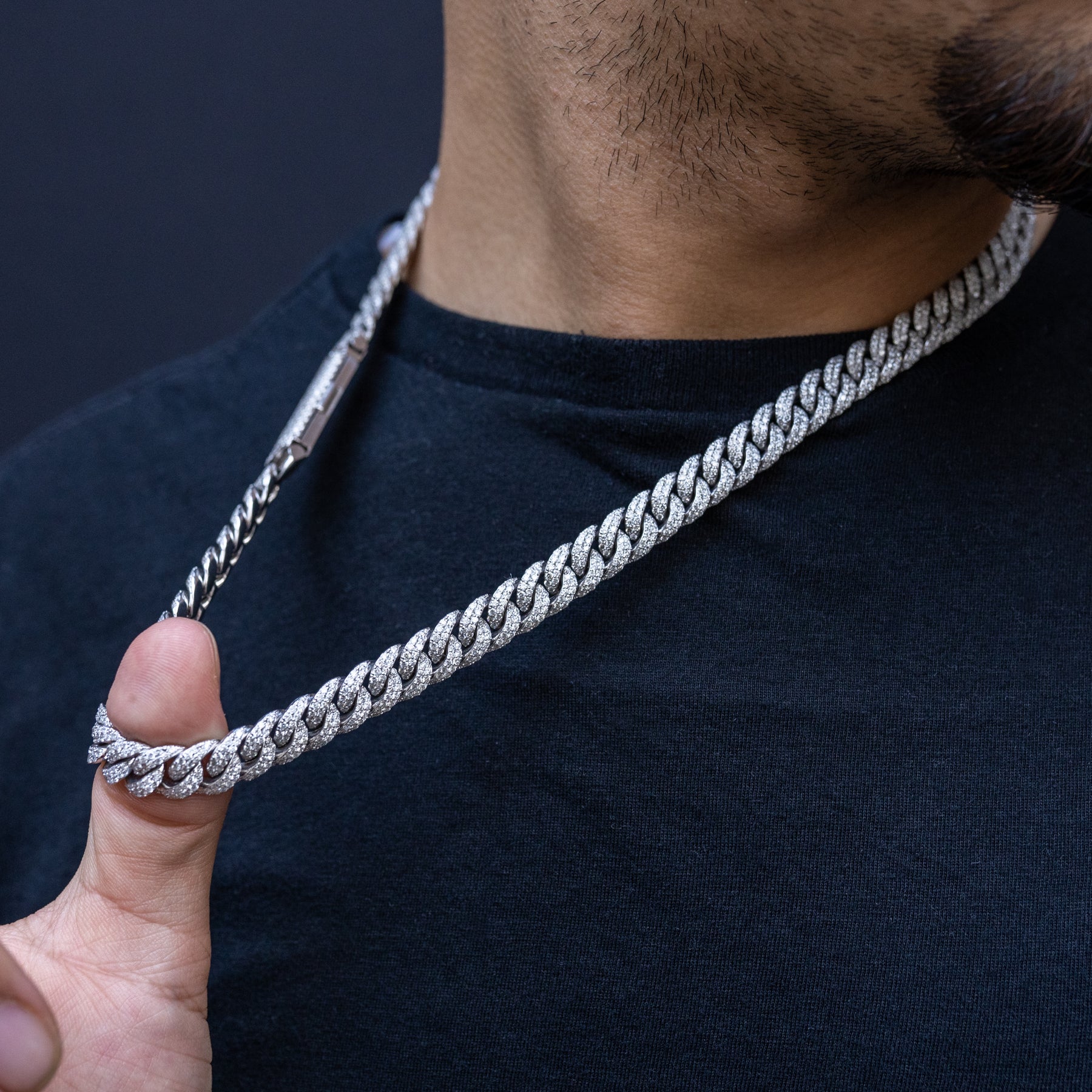 White gold cuban link with diamonds Clearance