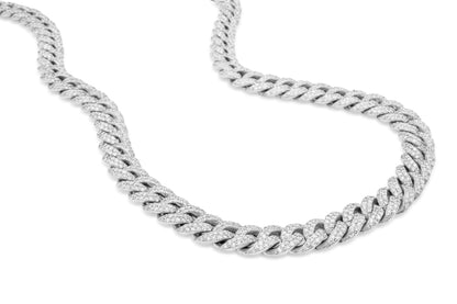 10k White Gold Diamond Cuban Chain 10mm 23 ctw