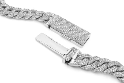 10k White Gold Diamond Cuban Chain 10mm 23 ctw