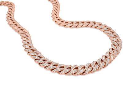 10k Rose Gold Diamond Cuban Chain 12mm 28 ctw