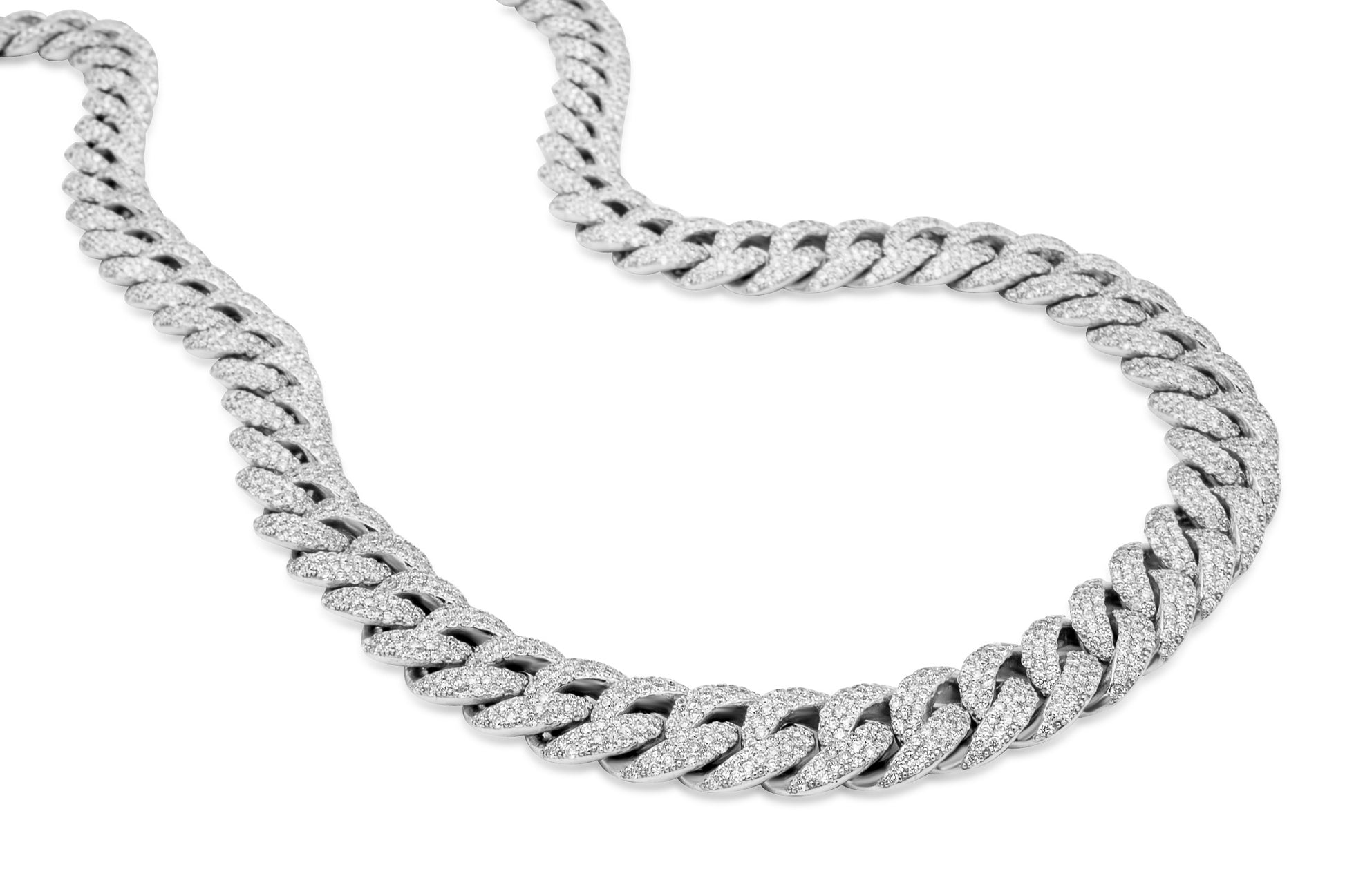 Stainless Steel Cuban Necklace With Diamonds STEELTIME Thick Cuban