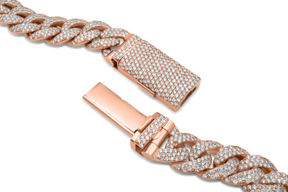 10k Rose Gold Diamond Cuban Chain 12mm 28 ctw