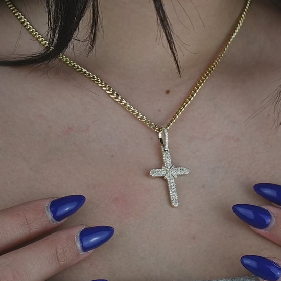 10K Yellow Gold Diamond Cross Pendant 0.82 ctw