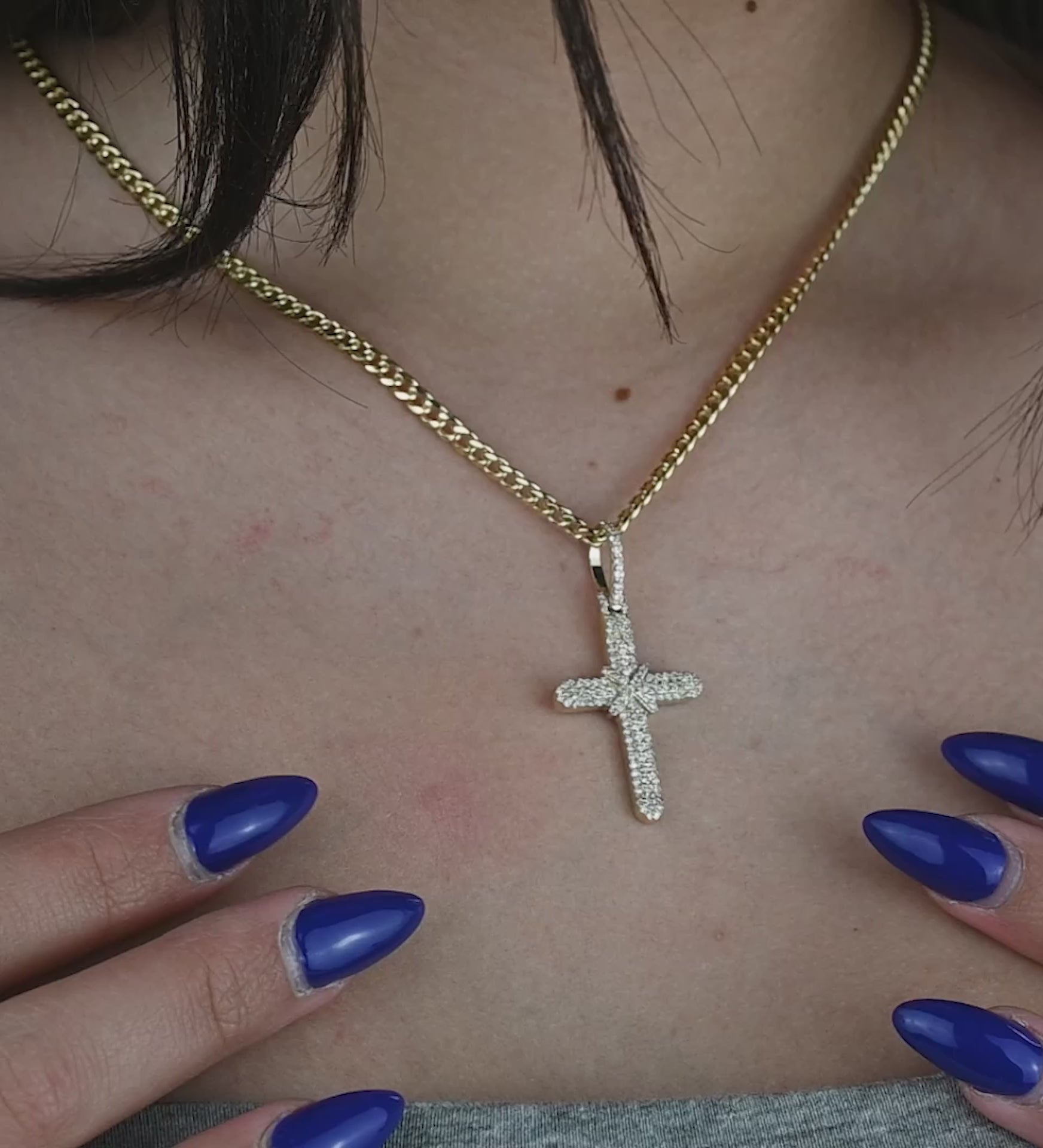 10K Yellow Gold Diamond Cross Pendant 0.82 ctw