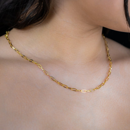14K Gold Hollow Paperclip Chain 3-7mm