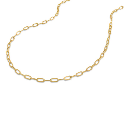 14K Gold Hollow Paperclip Chain 3-7mm