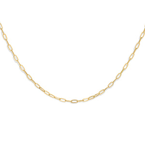 14K Hollow Yellow Gold Paperclip Chain 3mm