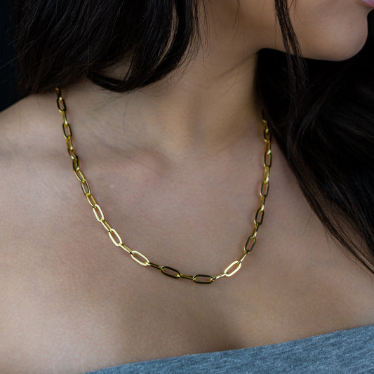 14K Gold Hollow Paperclip Chain 5.5mm