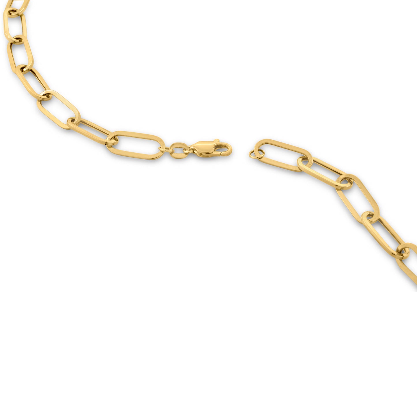 14K Yellow Gold Hollow Paperclip Chain 7mm