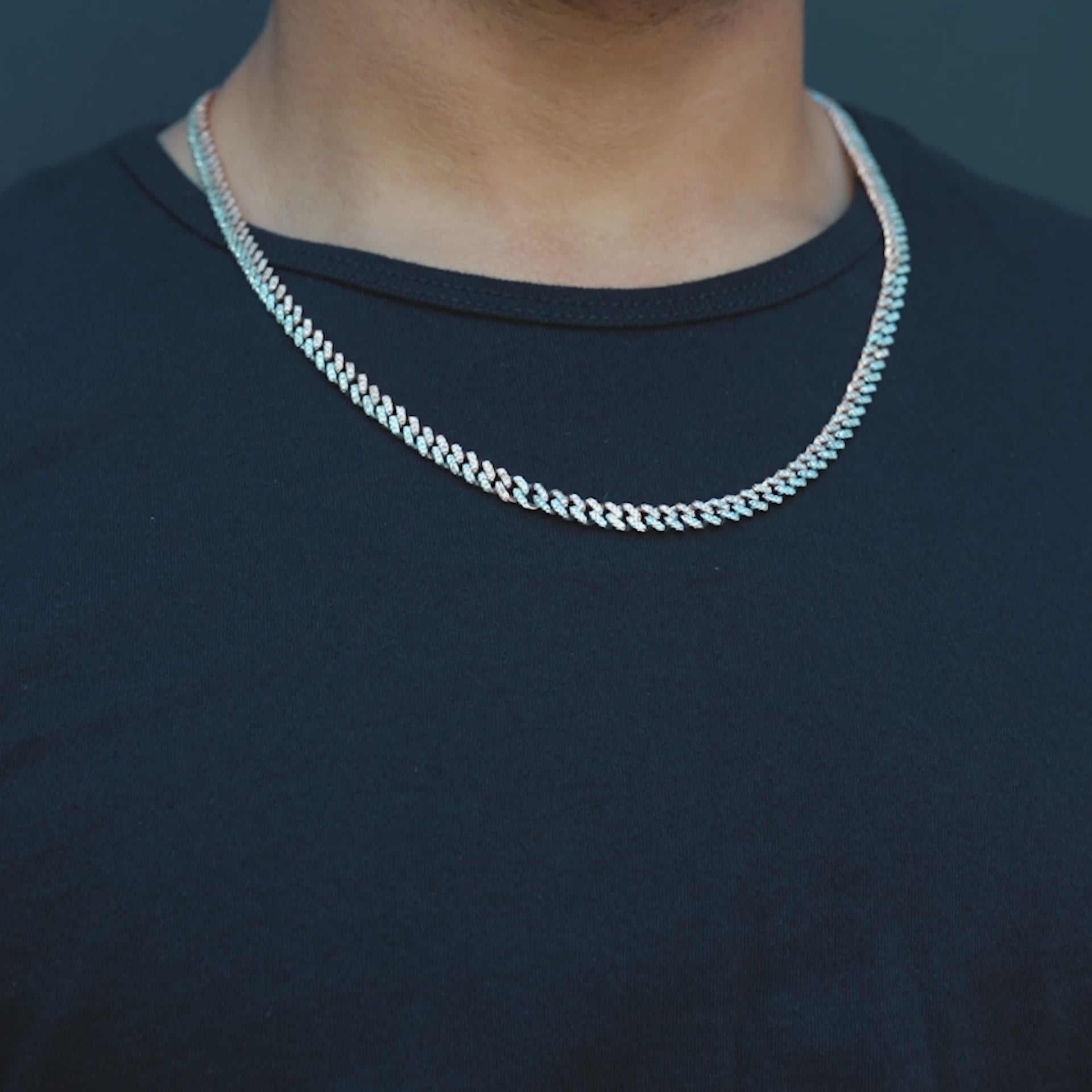 10K Solid Diamond Rose & White Gold Cuban Chain 6mm 3.82ctw