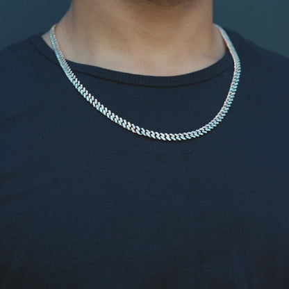 10K Solid Diamond Rose & White Gold Cuban Chain 6mm 3.82ctw