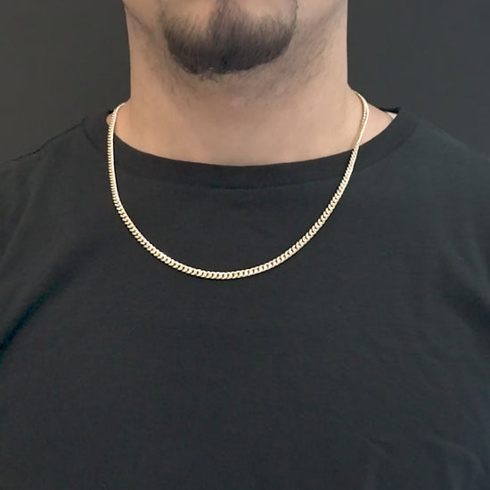 14k Solid Yellow Gold Cuban Link Chain 4mm
