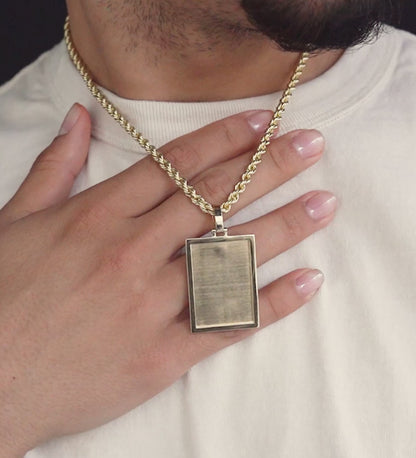 10k Solid Yellow Gold Rectangle Picture Pendant