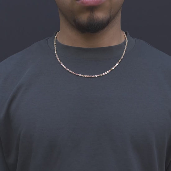 14K Yellow Gold Solid Rope Chain 3mm