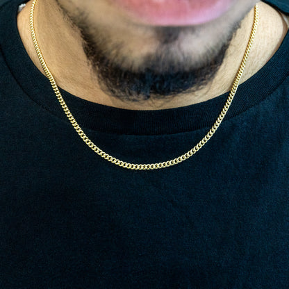 14k Hollow Gold Cuban Link Chain 3mm