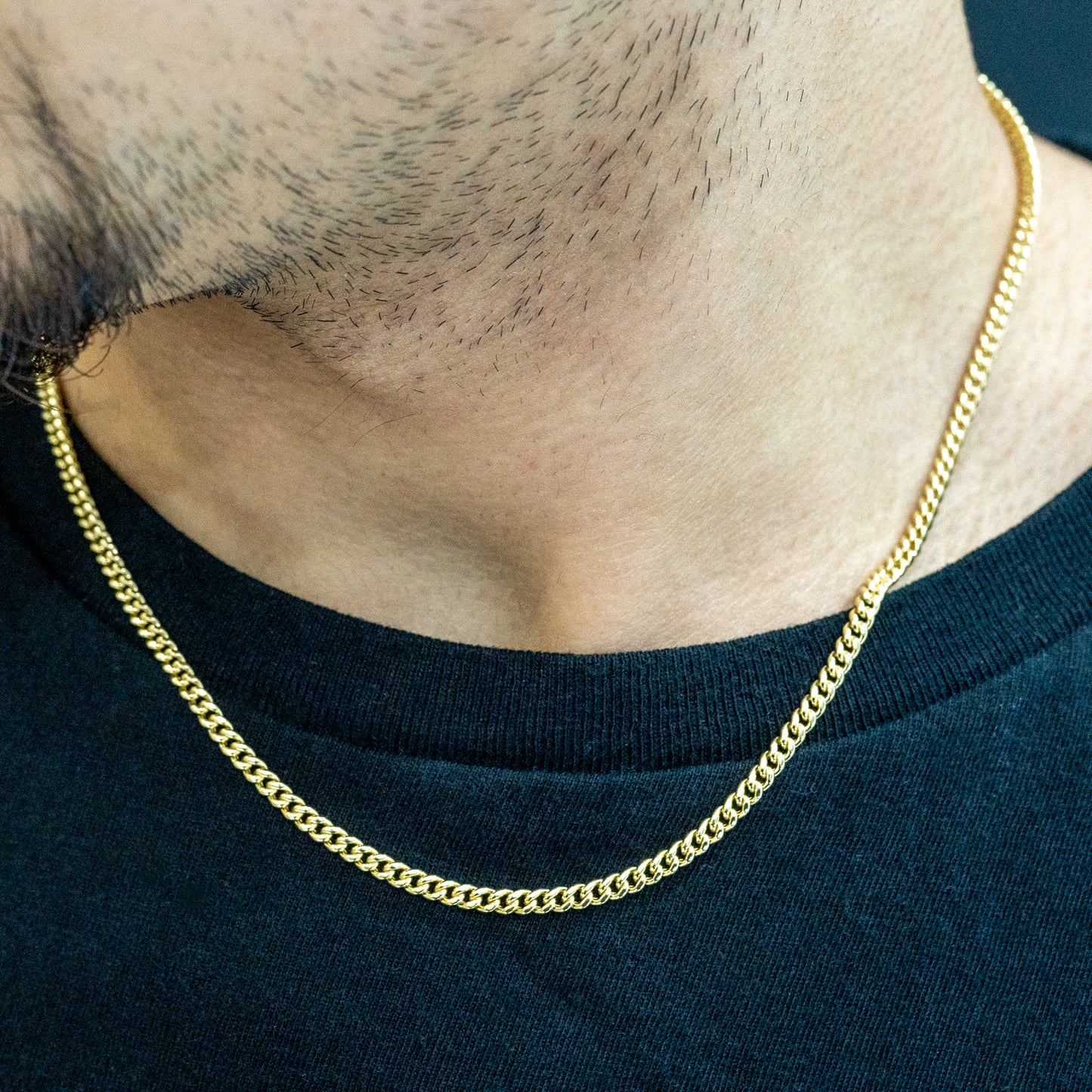 14k Hollow Gold Cuban Link Chain 3mm