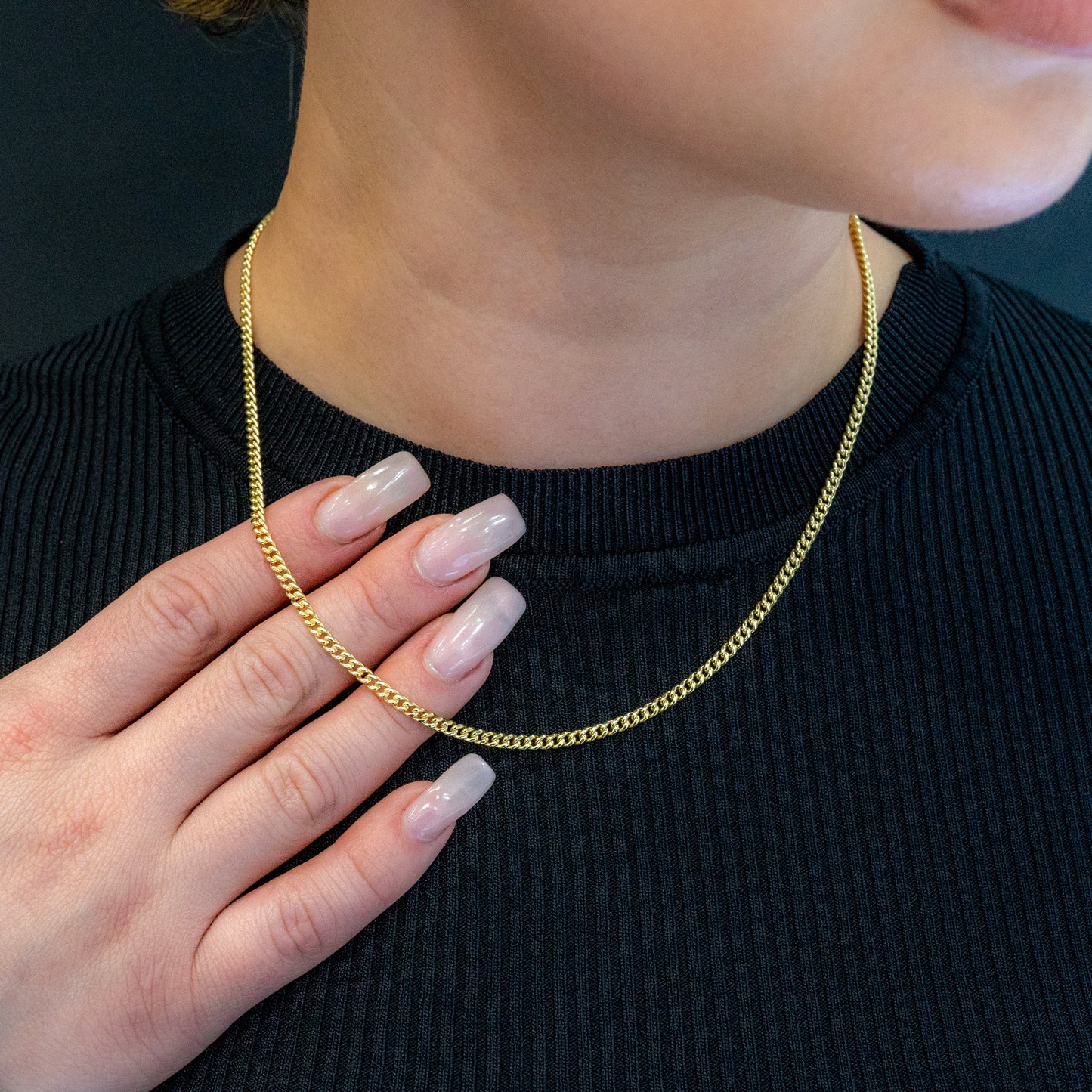 10k Solid Gold Cuban Link Chain 3mm