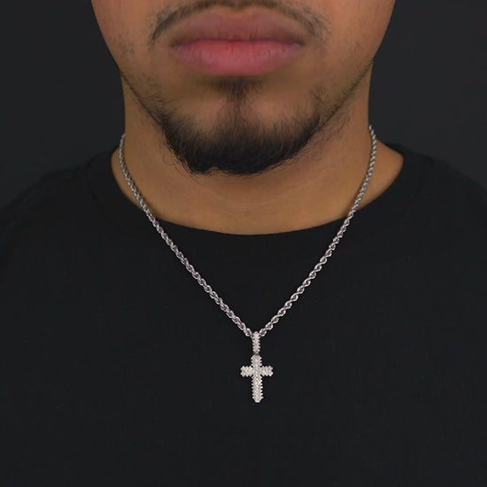 14K White Gold Diamond Cross Pendant .44 CTW