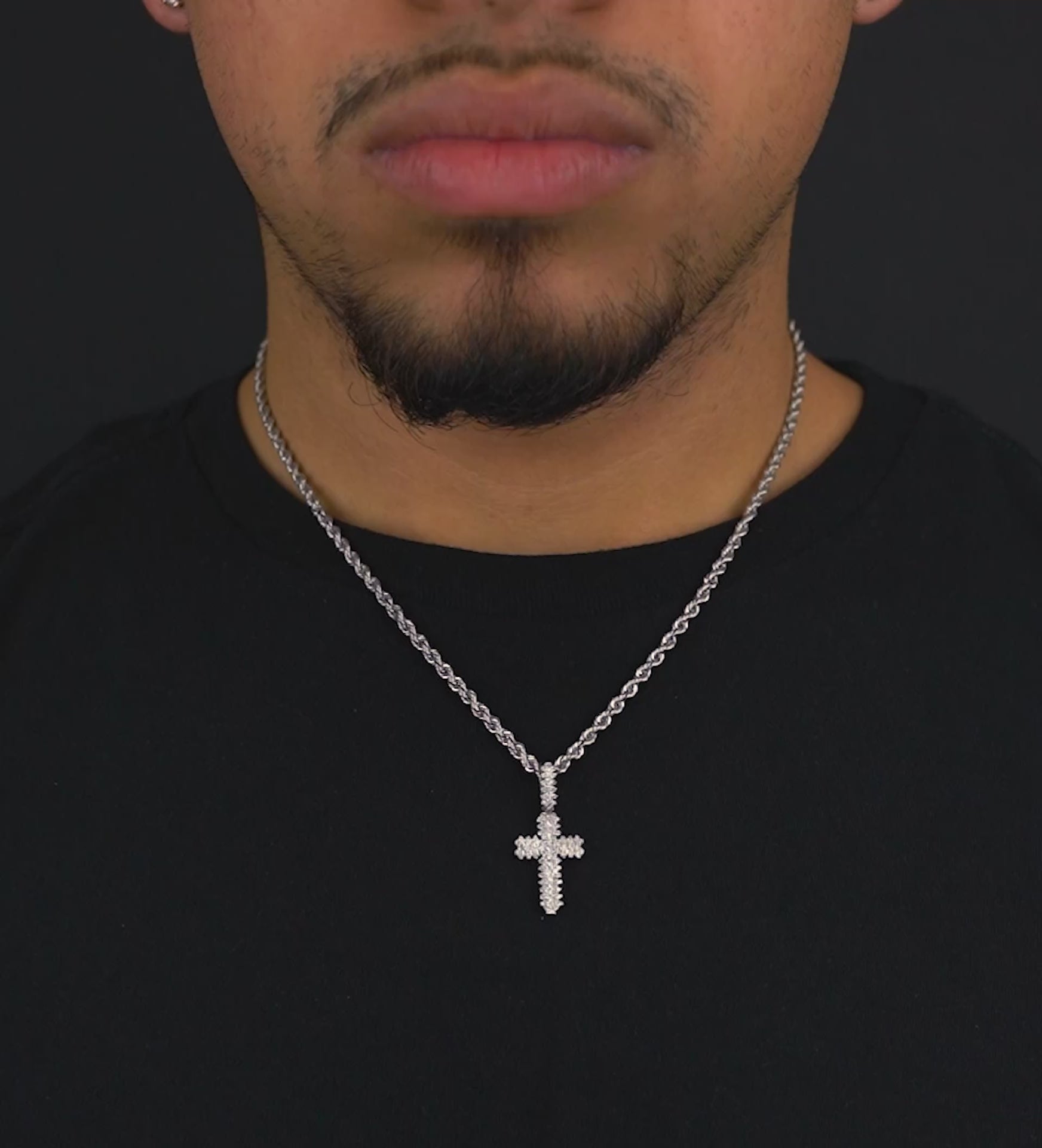 14K White Gold Diamond Cross Pendant .44 CTW