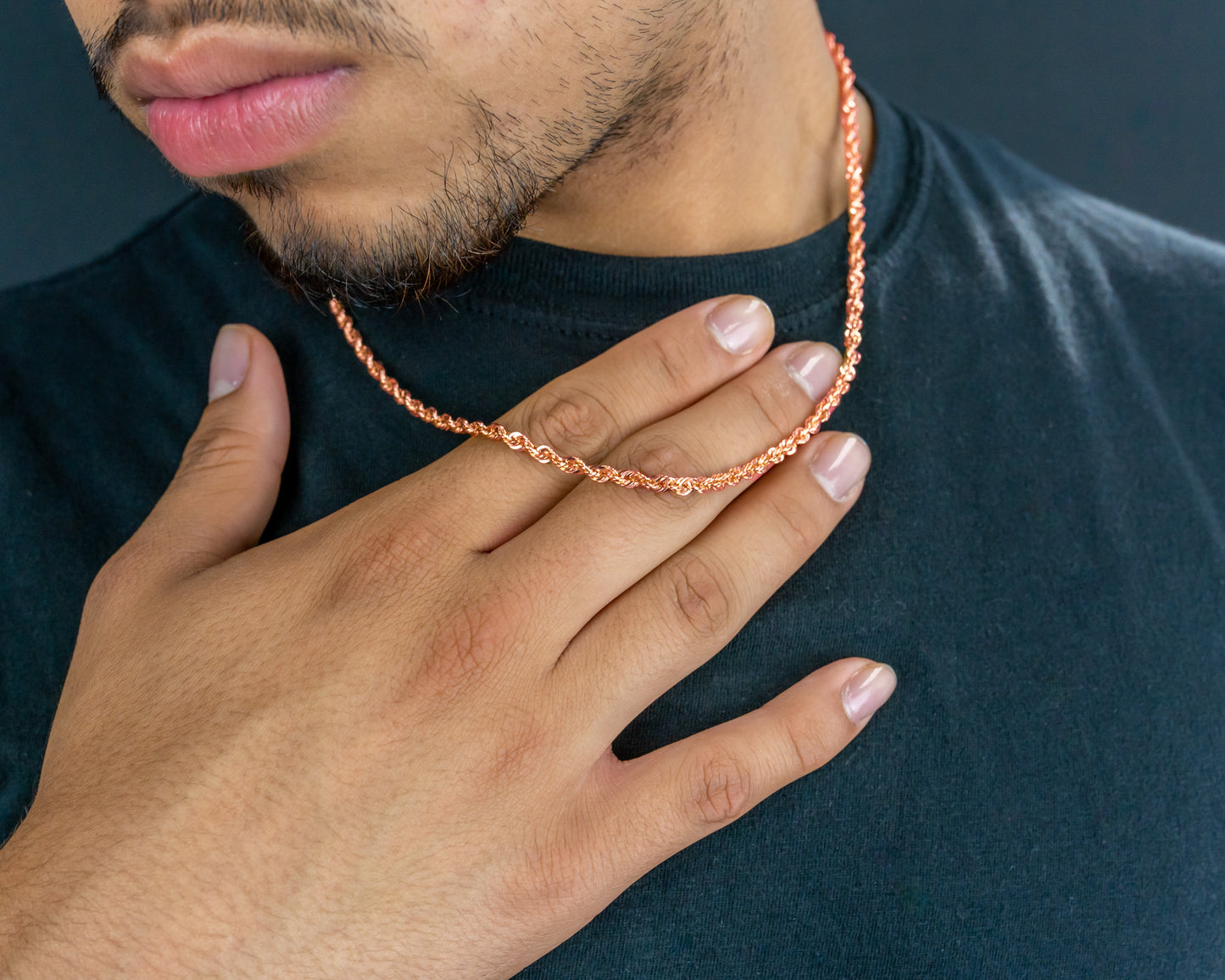 10K Rose Gold Hollow Rope Chain 4mm