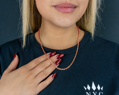 10K Rose Gold Hollow Rope Chain 4mm