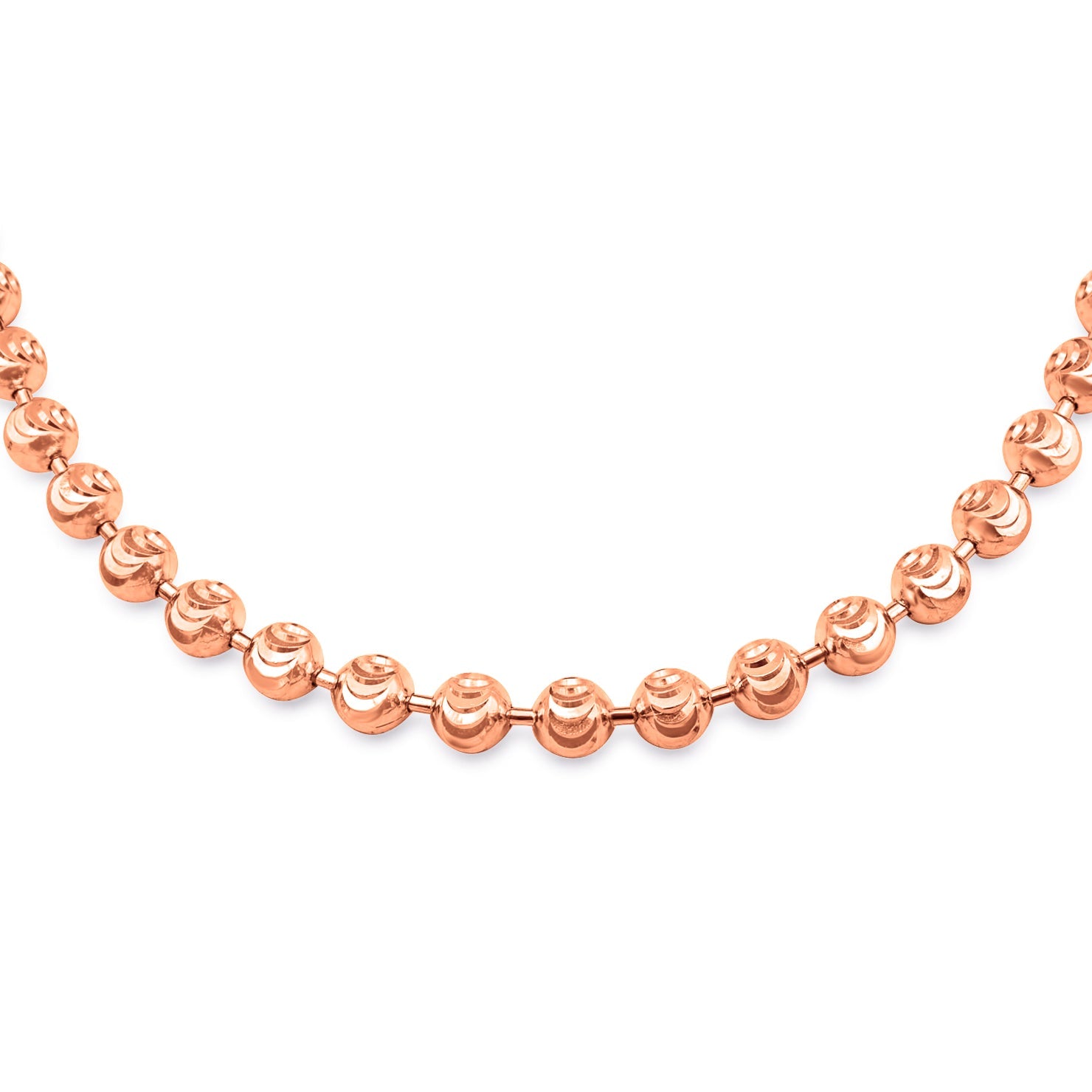 14K Solid Yellow Gold Ball Bead Chain 4mm 22 Inches - 27.30 Grams (Standard) / Rose Gold - Nyc Luxury