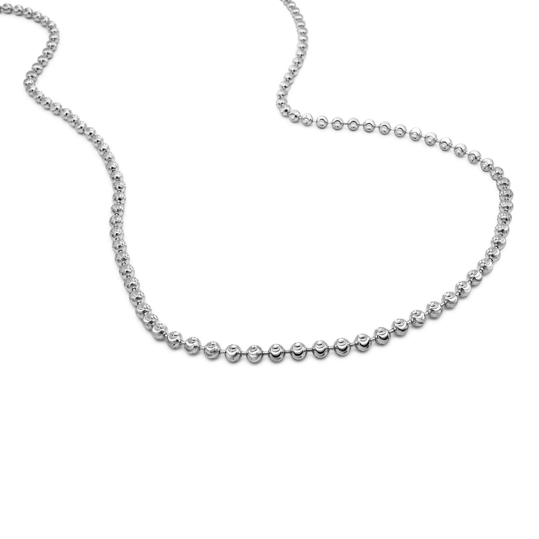 Iced Ball Chain - 4mm, Size 22, 14K White - The GLD Shop