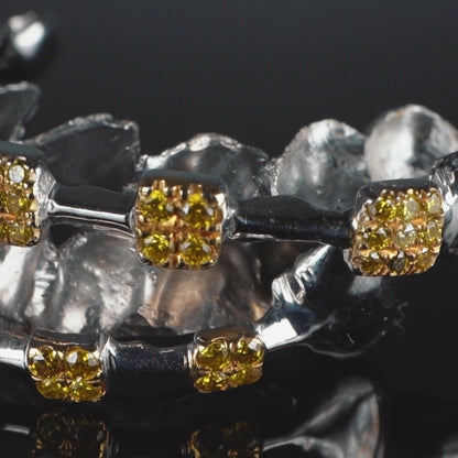 14K White Gold Yellow Diamond Brace (Top & Bottom) Grillz
