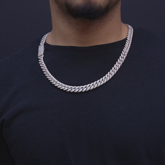 10k White Gold Diamond Cuban Chain 10mm 23 CTW