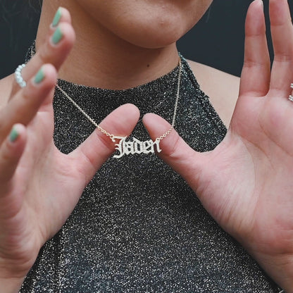 14K Yellow Gold Personalized Diamond Name Plate Necklace 1-3.00 ctw