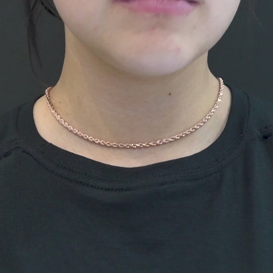 10K Gold Hollow Rope Chain 3mm (Choker)