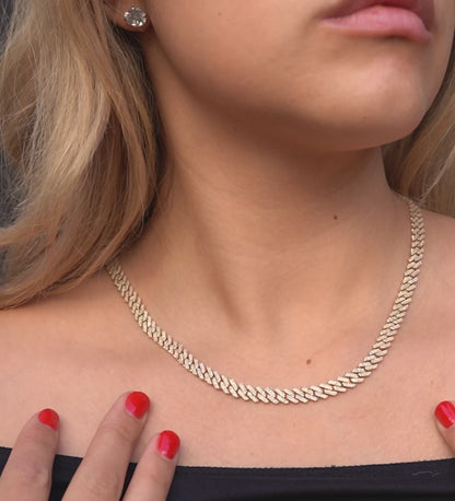 10K Yellow Gold Diamond Cuban Chain 7mm 5.87 ctw