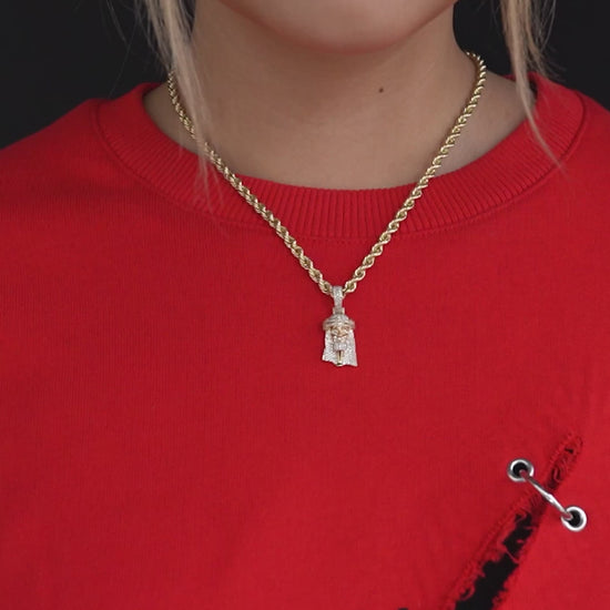 14K Rose Gold Jesus Diamond Pendant 0.60 ctw