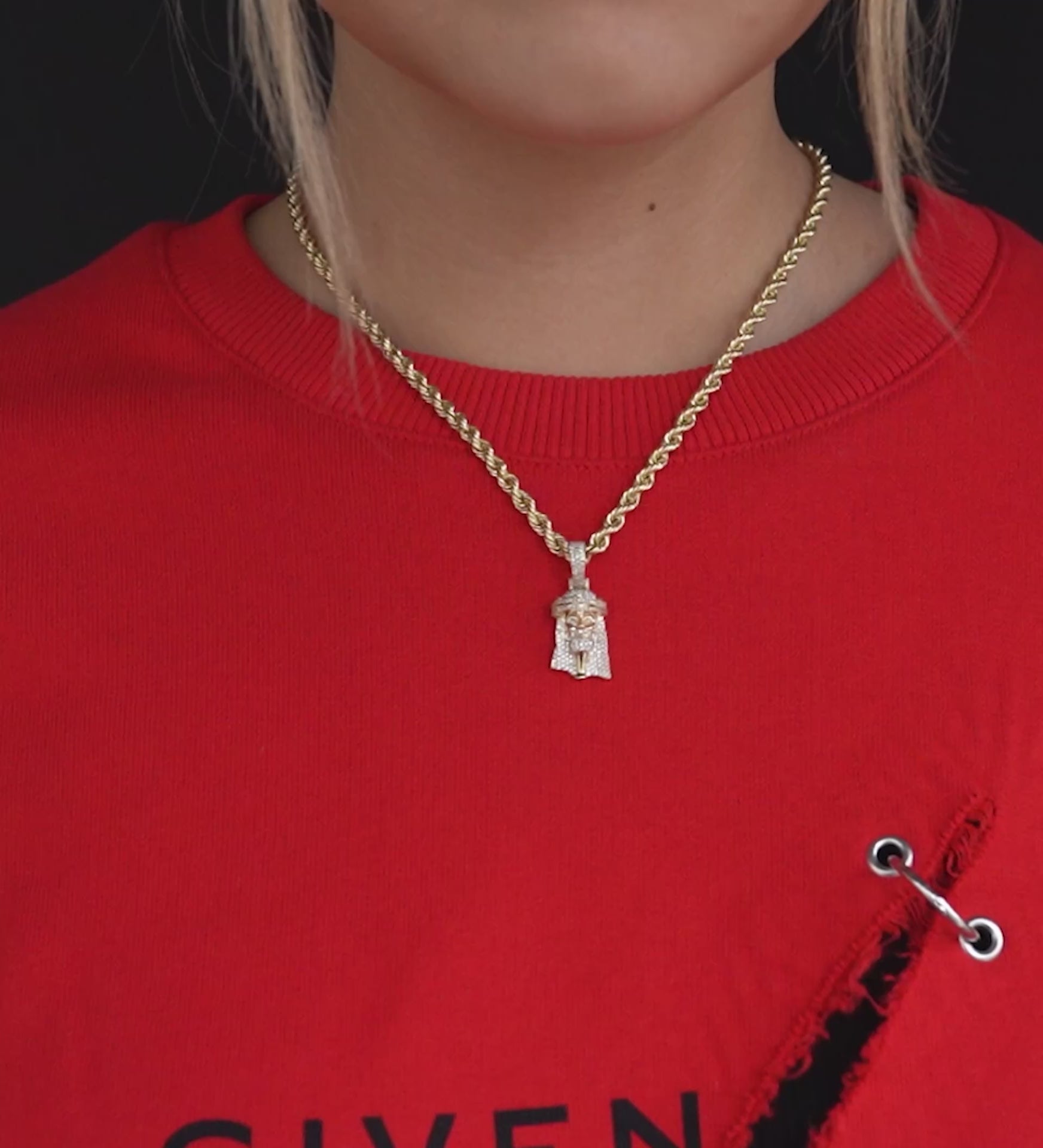 14K Rose Gold Jesus Diamond Pendant 0.60 ctw