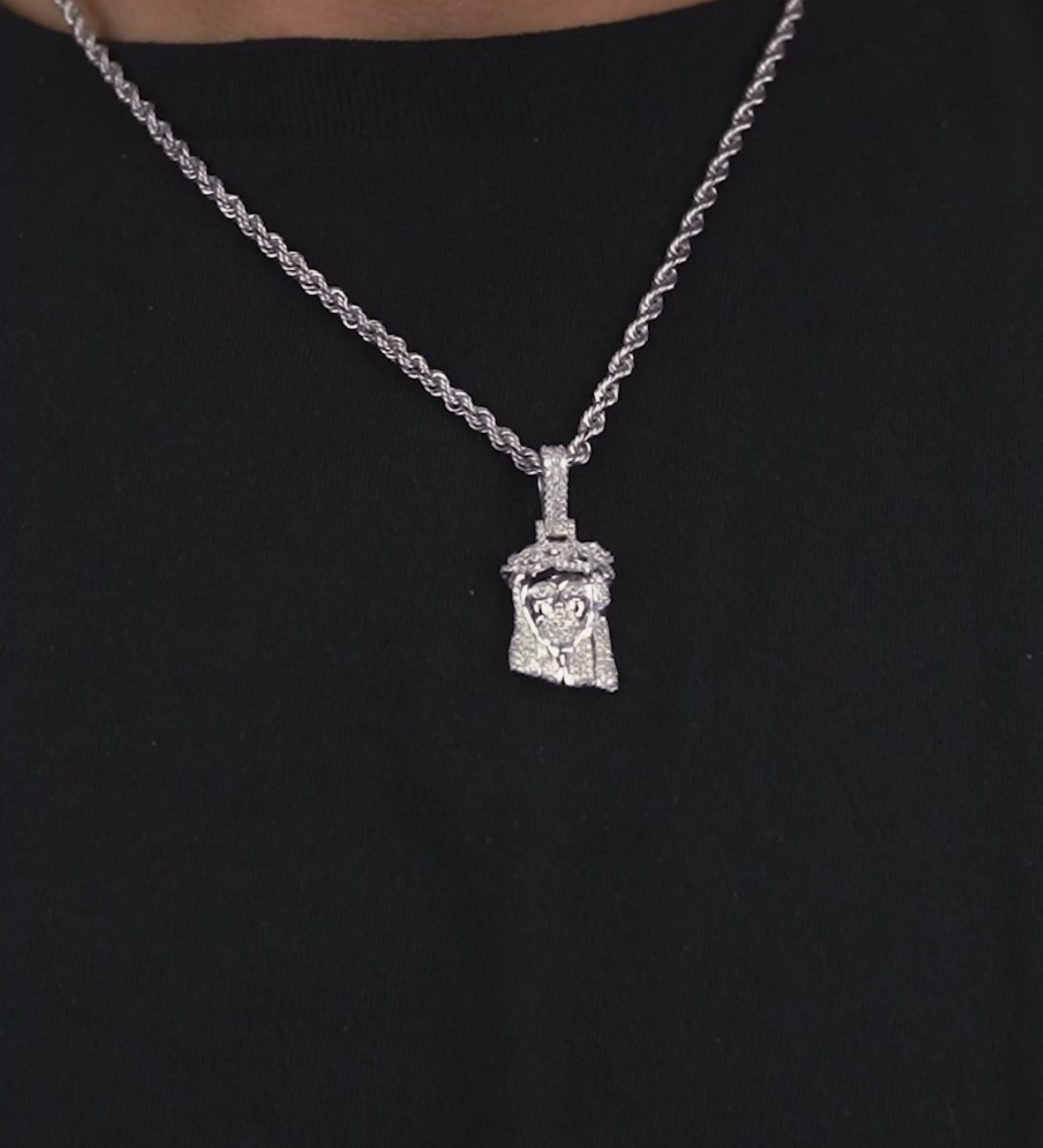 14K White Gold Jesus Head Diamond Pendant 0.46 ctw