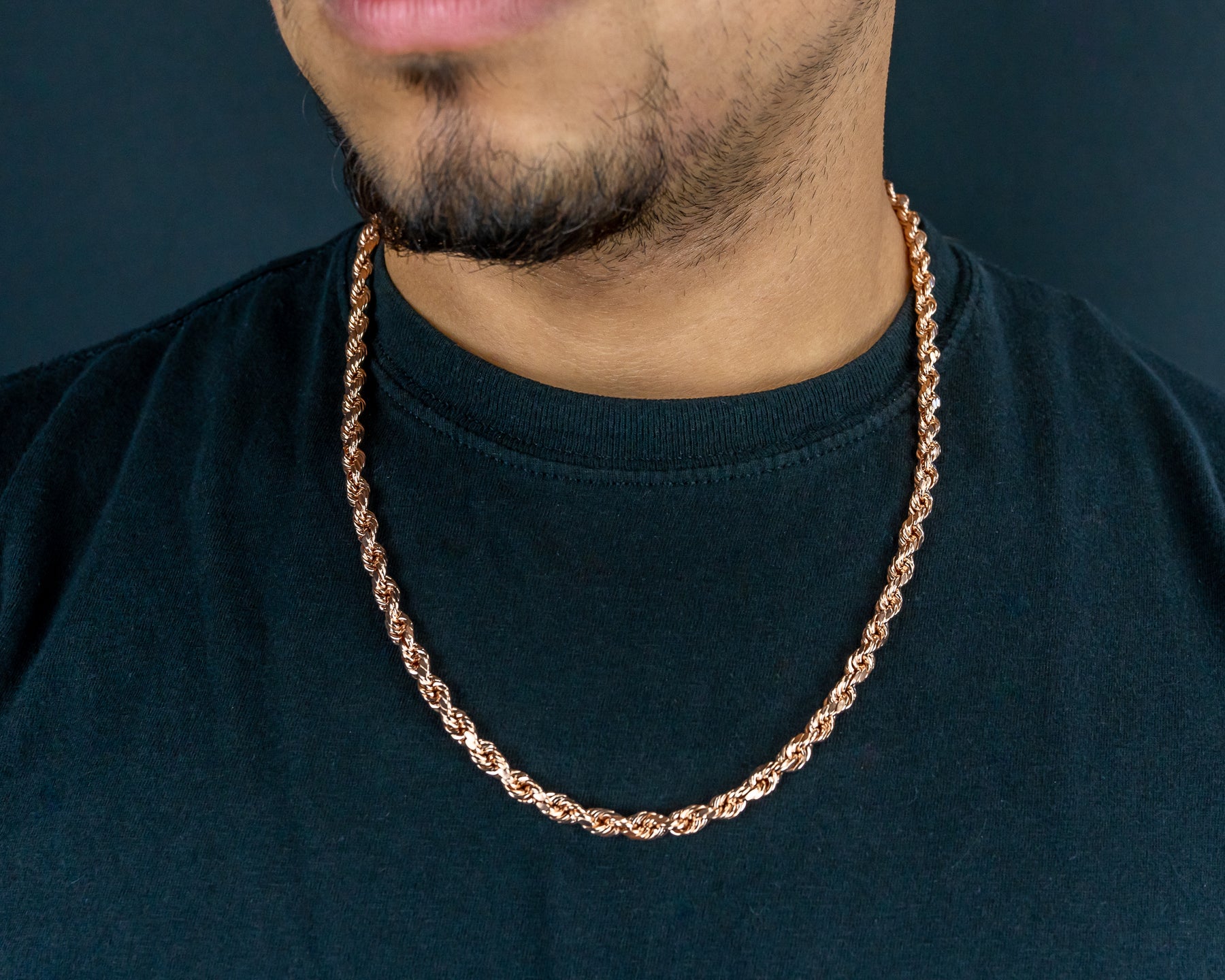 10K Rose Gold Hollow Rope Chain 5.5mm 18 (Choker) - Nyc Luxury