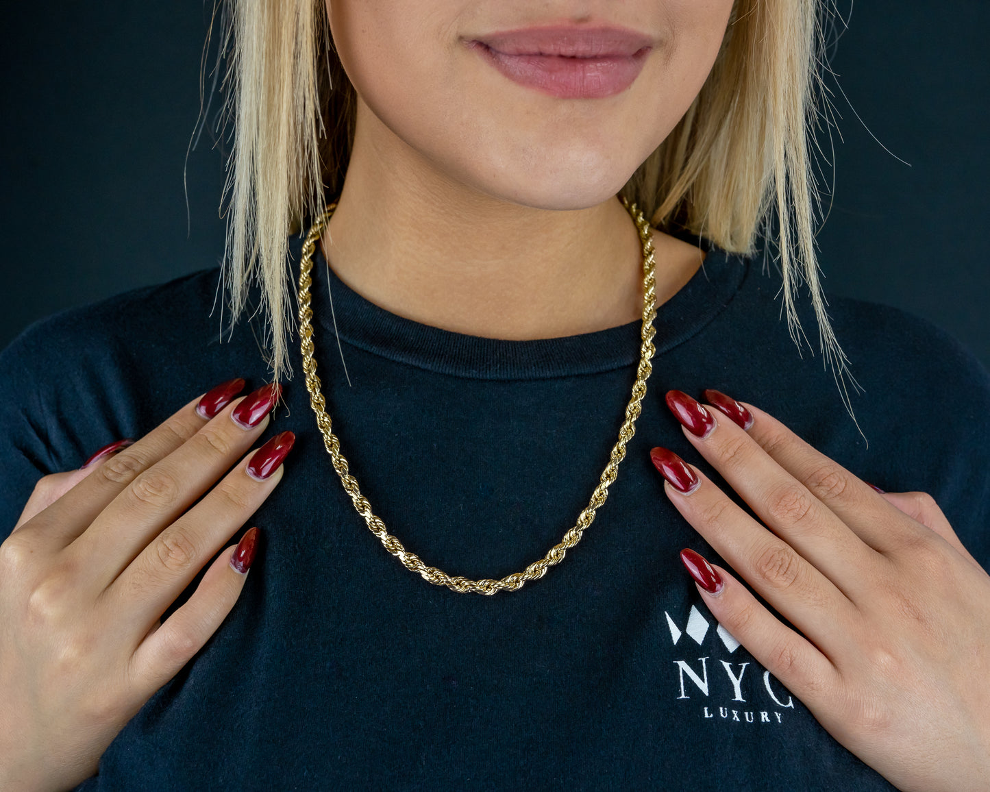 10K Yellow Gold Hollow Rope Chain 5.5mm