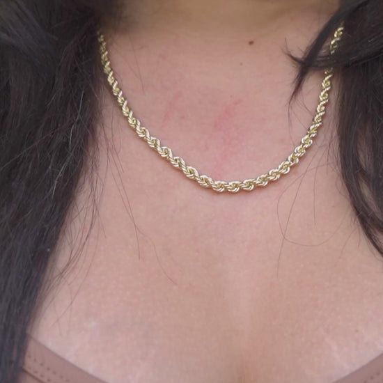 10K Yellow Gold Hollow Rope Chain 4mm