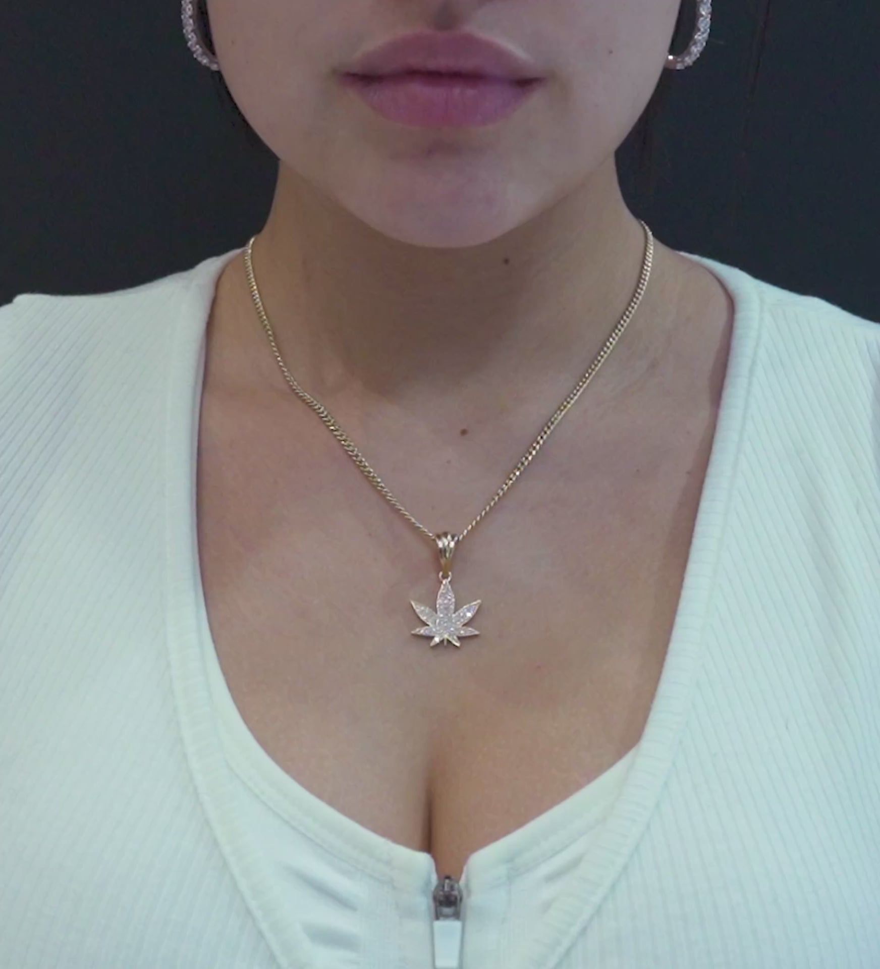 10k Yellow Gold Weed Leaf Diamond Pendant 0.88 ctw