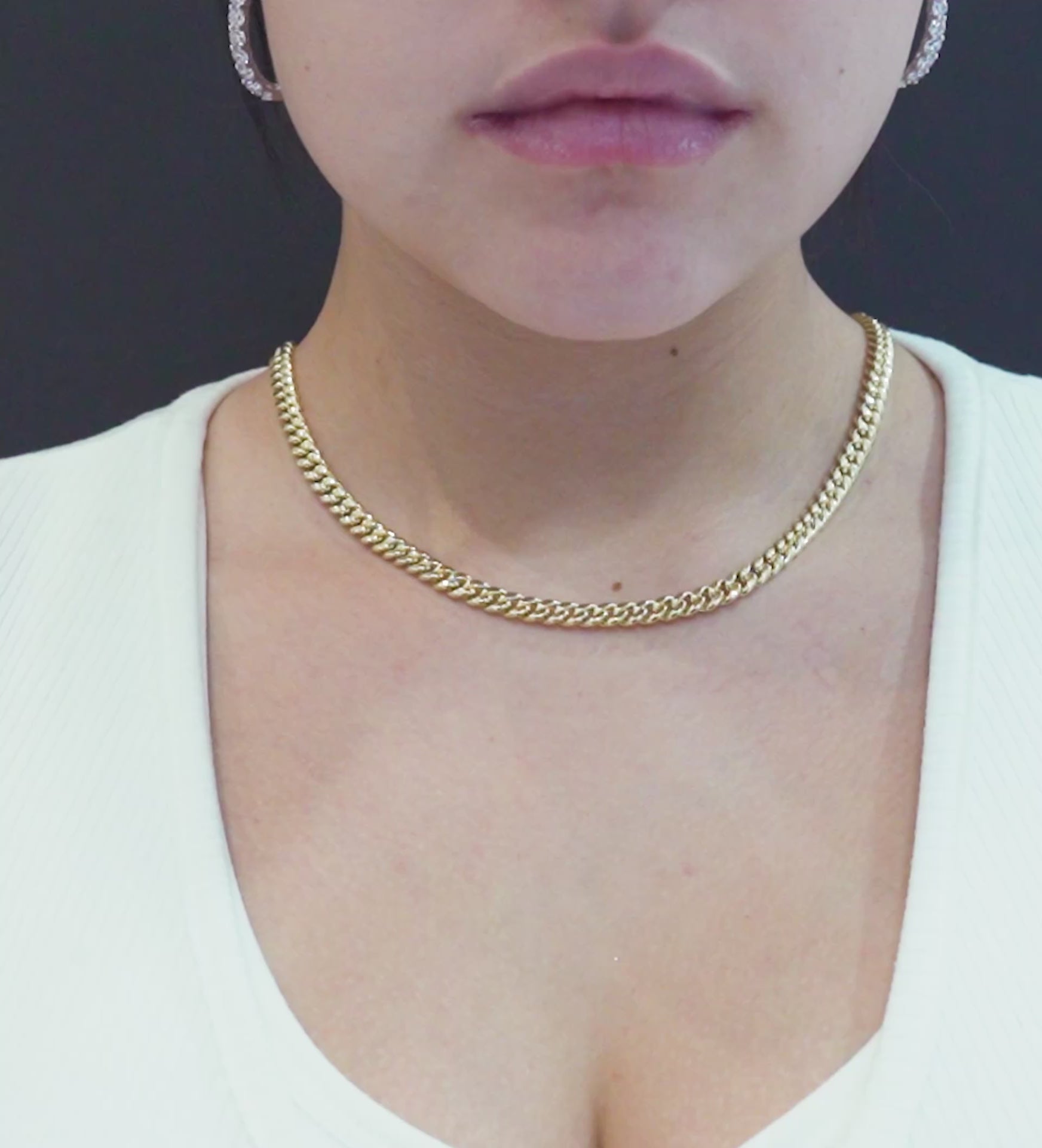 10K Hollow White Gold Cuban Chain 6mm