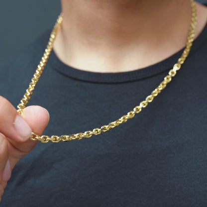 14K Yellow Solid Gold Cable Anchor Link Chain 4.56mm