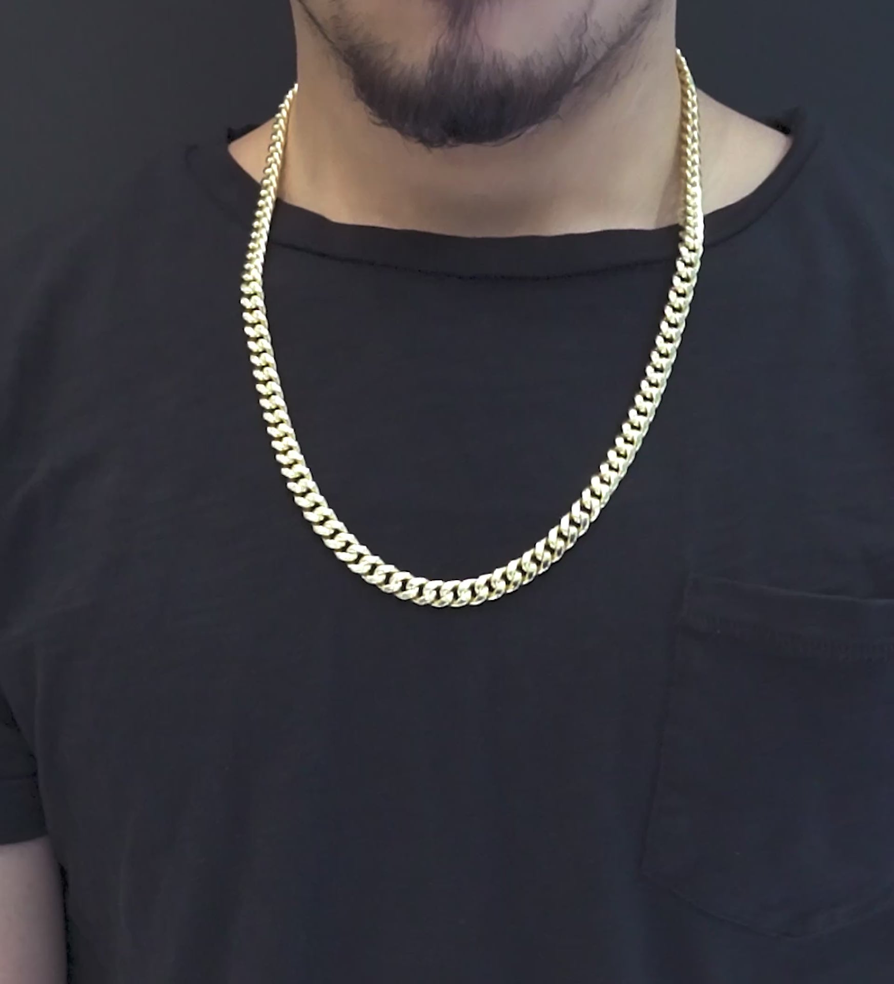 10K Hollow Rose Gold Cuban Chain 7.5mm
