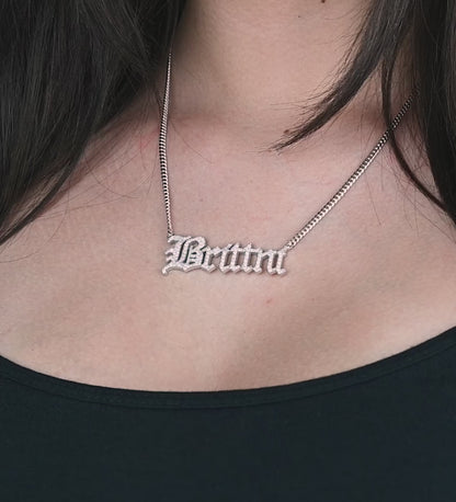 14K Yellow Gold Personalized Diamond Name Plate Necklace 1-3.00 ctw